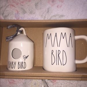 Rae Dunn mini BABY BIRD house & MAMA BIRD mug